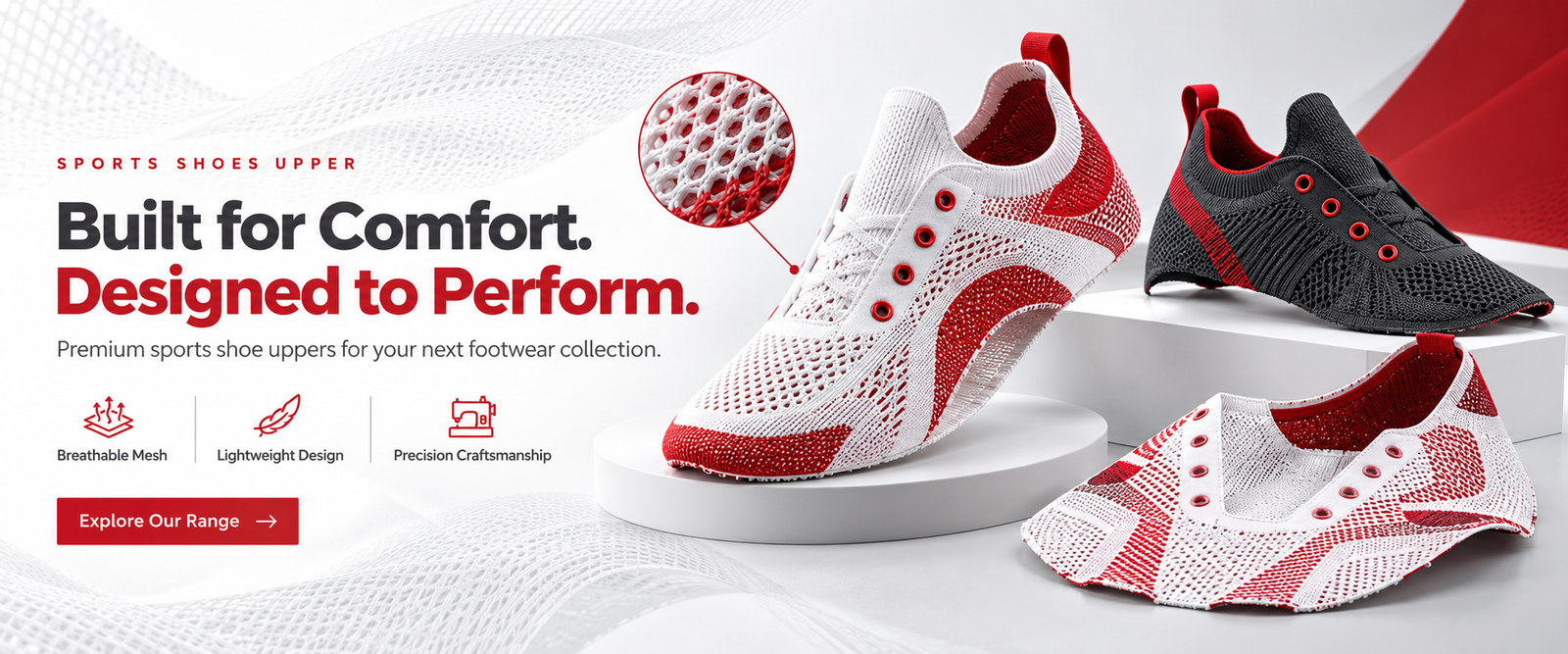 Woven sports shoe uppers